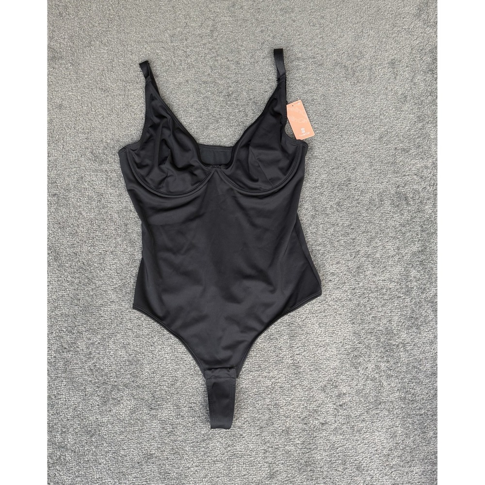 FeelinGirl Black Shapewear Bodysuit Underwire Thong Firm Control NWT Size L